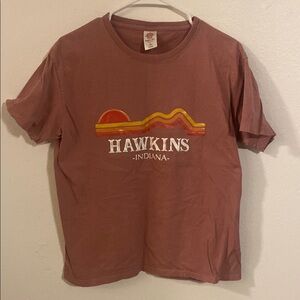 Hawkins Indiana Graphic Tee - Red and Yellow